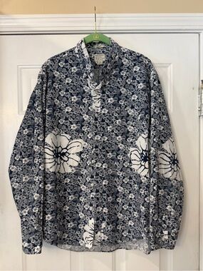 J crew men’s size large classic fit stretch Floral Print LS button down shirt-
